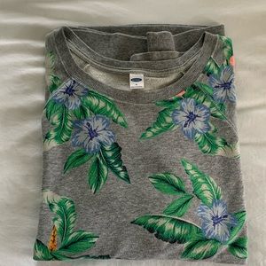 OLD NAVY Heathered Gray Floral Sweatshirt XL